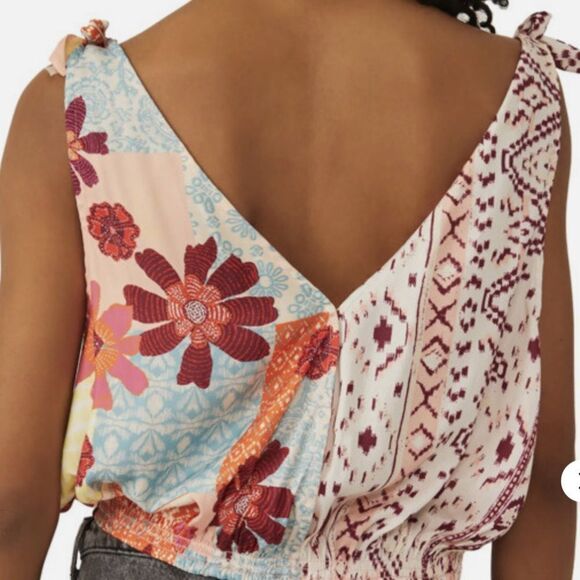 Free People Tied To You Tank Top In Tropical Combo - Picture 2 of 7